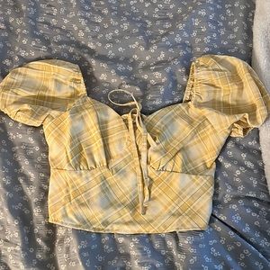 Shein Puff Sleeve Gingham Top